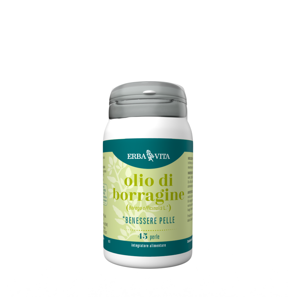 Olio di borragine Erba Vita, integratore alimentare, confezione da 45 perle
