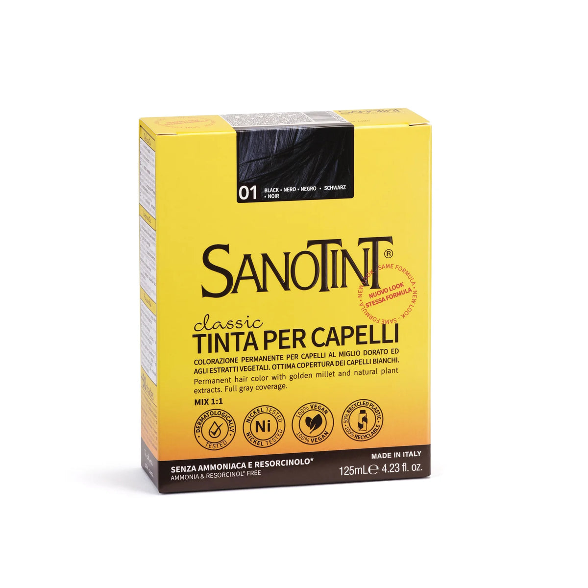 Confezione Sanotint Classic tinta per capelli nuance 01 Nero