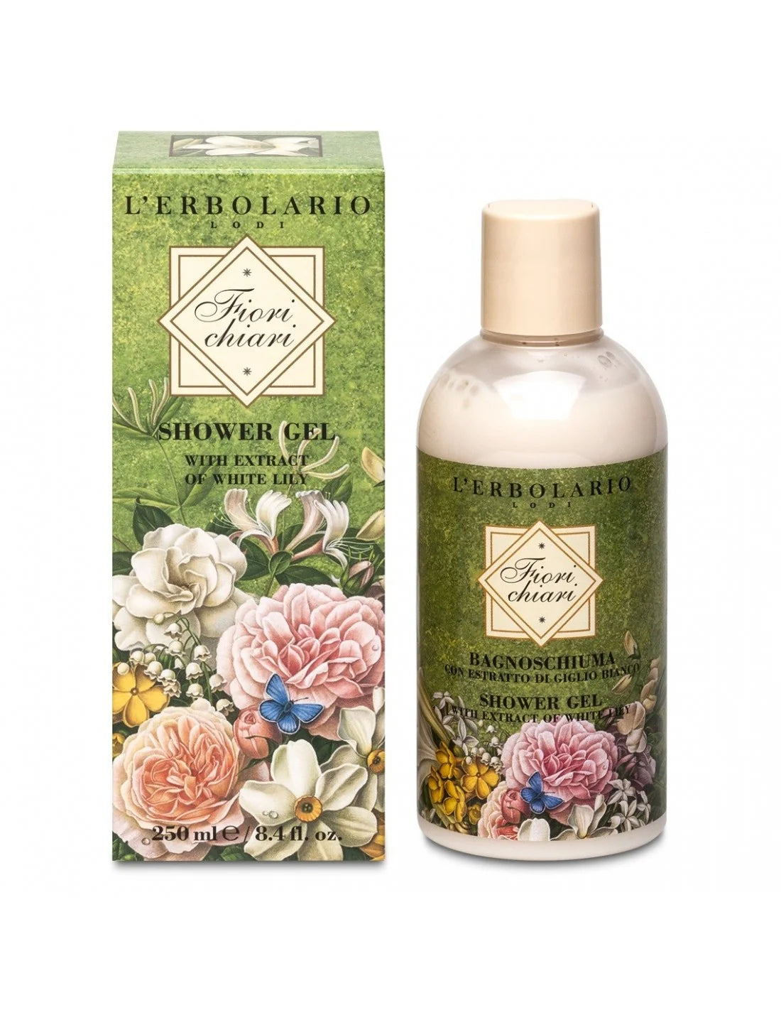 L’Erbolario Fiori Chiari Bagnoschiuma 250 ml con confezione