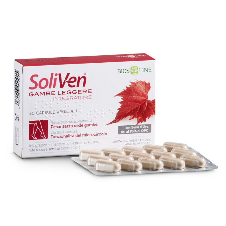 Confezione di Soliven Gambe Leggere Bios Line con blister, 30 capsule vegetali